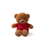 Peluche avec t-shirt en polyester et toucher ultra doux couleur rouge deuxième vue