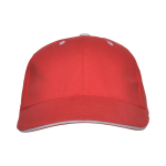 Casquette en coton à 6 panneaux avec fermeture velcro à l’arrière couleur rouge deuxième vue