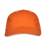 Casquette en coton à 6 panneaux avec fermeture velcro à l’arrière couleur orange deuxième vue