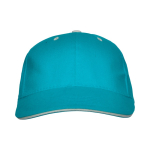 Casquette en coton à 6 panneaux avec fermeture velcro à l’arrière couleur turquoise deuxième vue