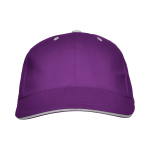 Casquette en coton à 6 panneaux avec fermeture velcro à l’arrière couleur violet deuxième vue