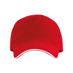 Casquette à 5 panneaux avec visière contrastée en coton 170 g/m² couleur rouge deuxième vue