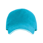 Casquette à 5 panneaux avec visière contrastée en coton 170 g/m² couleur turquoise deuxième vue