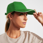 Casquette à 5 panneaux avec visière contrastée en coton 170 g/m² couleur turquoise vue détaillée 1