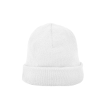 Bonnet en tricot acrylique avec revers double 320 g/m² couleur blanc deuxième vue