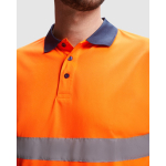 Polo de travail haute visibilité 170 g/m² Roly Polaris couleur orange fluorescent vue détaillée 1