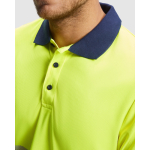 Polo de travail technique haute visibilité 170 g/m² Roly Vega couleur jaune fluorescent vue détaillée 1