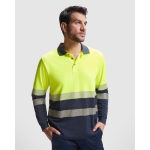 Polo de travail visible à manches longues 170 g/m² Roly Vega LS couleur jaune fluorescent première vue d'usage