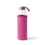 Gourde en verre avec housse en néoprène et sangle de transport 500ml couleur fuchsia deuxième vue
