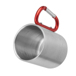Tasse métallique à double paroi avec anse mousqueton colorée 230ml couleur rouge vue détaillée 1