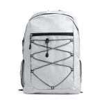 Sac à dos sportif en polyester 600D avec fermeture éclair avant couleur blanc deuxième vue