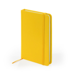 Bloc-notes avec couverture rigide et marque-page A5 pages lisses couleur jaune première vue d'usage