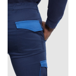 Pantalon long unisexe multipoches contrasté 250 g/m2 Roly Trooper couleur bleu roi vue détaillée 2