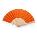 Éventail de couleurs avec tissu en polyester et tiges en bois couleur orange deuxième vue