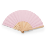 Éventail de couleurs avec tissu en polyester et tiges en bois couleur rose clair  deuxième vue