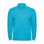 Polo en coton à manches longues 220 g/m² Roly Direct Estrella couleur turquoise deuxième vue