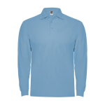 Polo en coton à manches longues 220 g/m² Roly Direct Estrella couleur bleu ciel deuxième vue