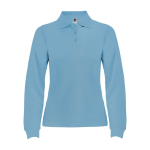 Polo femme à manches longues 220 g/m² Roly Direct Estrella couleur bleu ciel deuxième vue