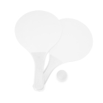 Set de tennis de plage avec 2 raquettes en bois et 1 balle couleur blanc deuxième vue