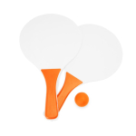 Set de tennis de plage avec 2 raquettes en bois et 1 balle couleur orange deuxième vue