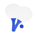 Set de tennis de plage avec 2 raquettes en bois et 1 balle couleur bleu roi deuxième vue