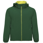 Softshell 2 couches avec capuche et poches zippées Roly Direct Siberia couleur vert bouteille première vue d'usage