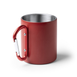 Tasse en acier recyclé 304 à double paroi avec anse mousqueton 300ml couleur rouge première vue d'usage