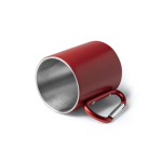 Tasse en acier recyclé 304 à double paroi avec anse mousqueton 300ml couleur rouge vue détaillée 1