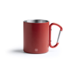 Tasse en acier recyclé 304 à double paroi avec anse mousqueton 300ml couleur rouge vue détaillée 3