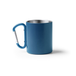 Tasse en acier recyclé 304 à double paroi avec anse mousqueton 300ml couleur bleu roi deuxième vue
