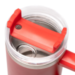 Bouteille isotherme en acier inoxydable recyclé avec paille 870ml couleur rouge vue détaillée 4