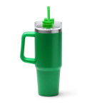 Bouteille isotherme en acier inoxydable recyclé avec paille 870ml couleur vert deuxième vue