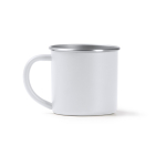 Tasse en acier inoxydable recyclé avec bord et intérieur argenté 350ml couleur blanc deuxième vue