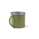 Tasse en acier inoxydable recyclé avec bord et intérieur argenté 350ml couleur blanc première vue d'usage