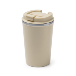 Tasse thermique en inox avec couvercle à vis anti-fuite 450ml couleur beige première vue d'usage