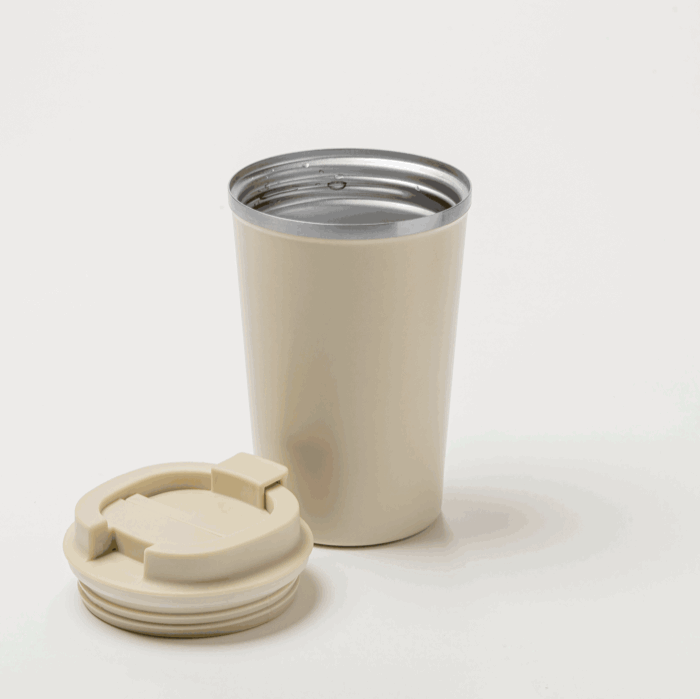 Tasse thermique en inox avec couvercle à vis anti-fuite 450ml couleur beige
