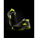 Chaussures de travail type sport avec embout en fibre Roly couleur jaune fluorescent quatrième vue d'usage