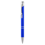 Stylo en aluminium recyclé avec bouton-poussoir encre bleue couleur bleu première vue
