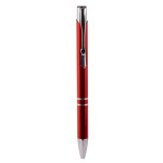 Stylo en aluminium recyclé avec bouton-poussoir encre bleue couleur rouge première vue