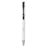 Stylo en aluminium recyclé avec bouton-poussoir encre bleue couleur blanc deuxième vue