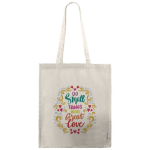 Sac en coton canvas recyclé avec longues anses 240 g/m² couleur naturel troisième vue