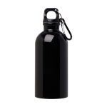 Gourde en acier inoxydable recyclé avec mousqueton 400ml couleur noir deuxième vue frontale