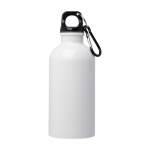 Gourde en acier inoxydable recyclé avec mousqueton 400ml couleur blanc deuxième vue frontale