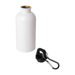 Gourde en acier inoxydable recyclé avec mousqueton 400ml couleur blanc deuxième vue