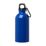 Gourde en acier inoxydable recyclé avec mousqueton 400ml couleur bleu roi deuxième vue frontale