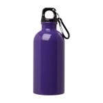Gourde en acier inoxydable recyclé avec mousqueton 400ml couleur mauve deuxième vue frontale