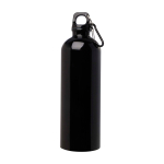Gourde en acier inoxydable recyclé avec mousqueton 750ml couleur noir deuxième vue frontale