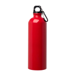 Gourde en acier inoxydable recyclé avec mousqueton 750ml couleur rouge deuxième vue frontale