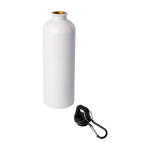 Gourde en acier inoxydable recyclé avec mousqueton 750ml couleur blanc deuxième vue