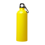 Gourde en acier inoxydable recyclé avec mousqueton 750ml couleur jaune deuxième vue frontale